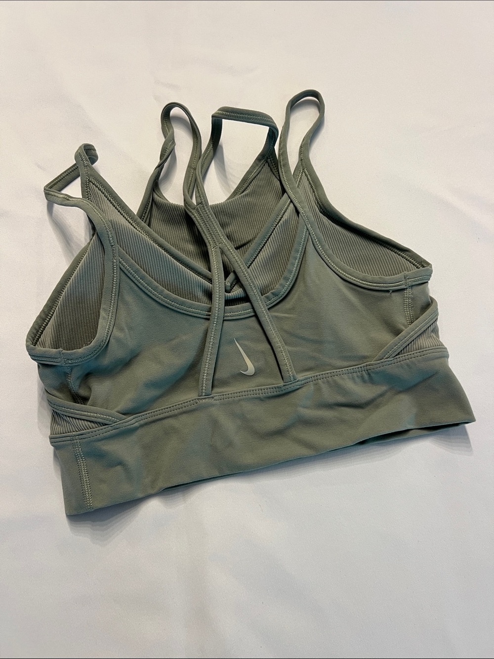 Nike Olive Green Ribbed Double-Strap Sports Bralette Size Small Dri Fit